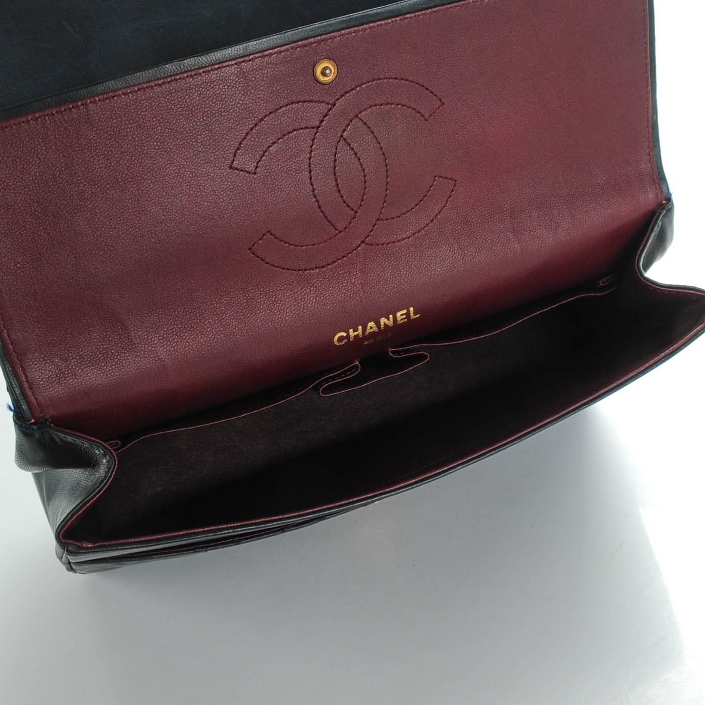 Lambskin Quilted Medium Double Flap Bijoux Chain Navy