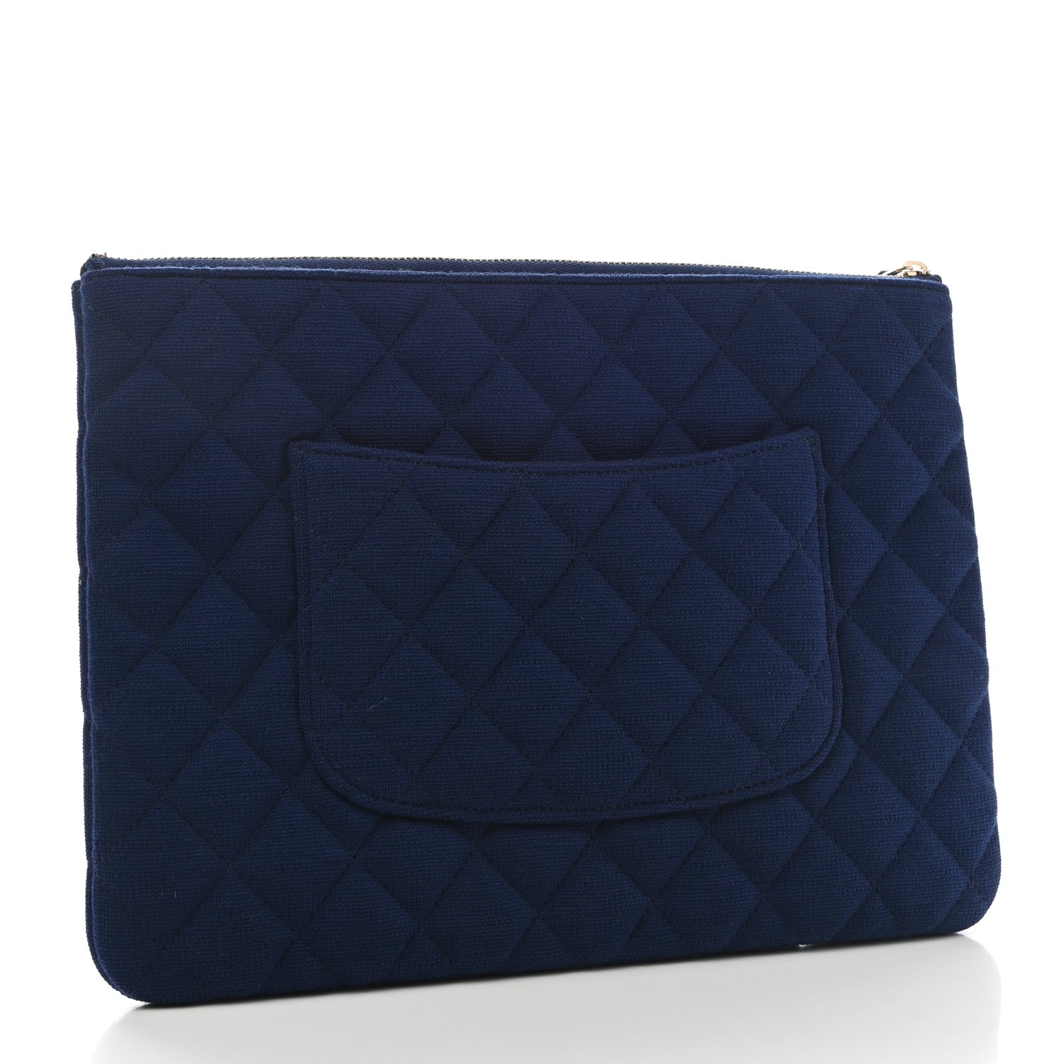 Chanel Jersey Quilted Medium Cosmetic Case Blue 3 of 9