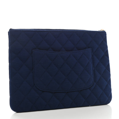 Chanel Jersey Quilted Medium Cosmetic Case Blue 3 of 9