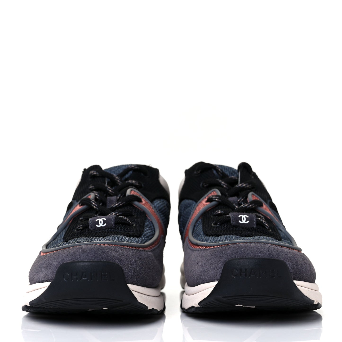 Nylon Calfskin Suede Womens CC Sneakers 39 Grey Pink
