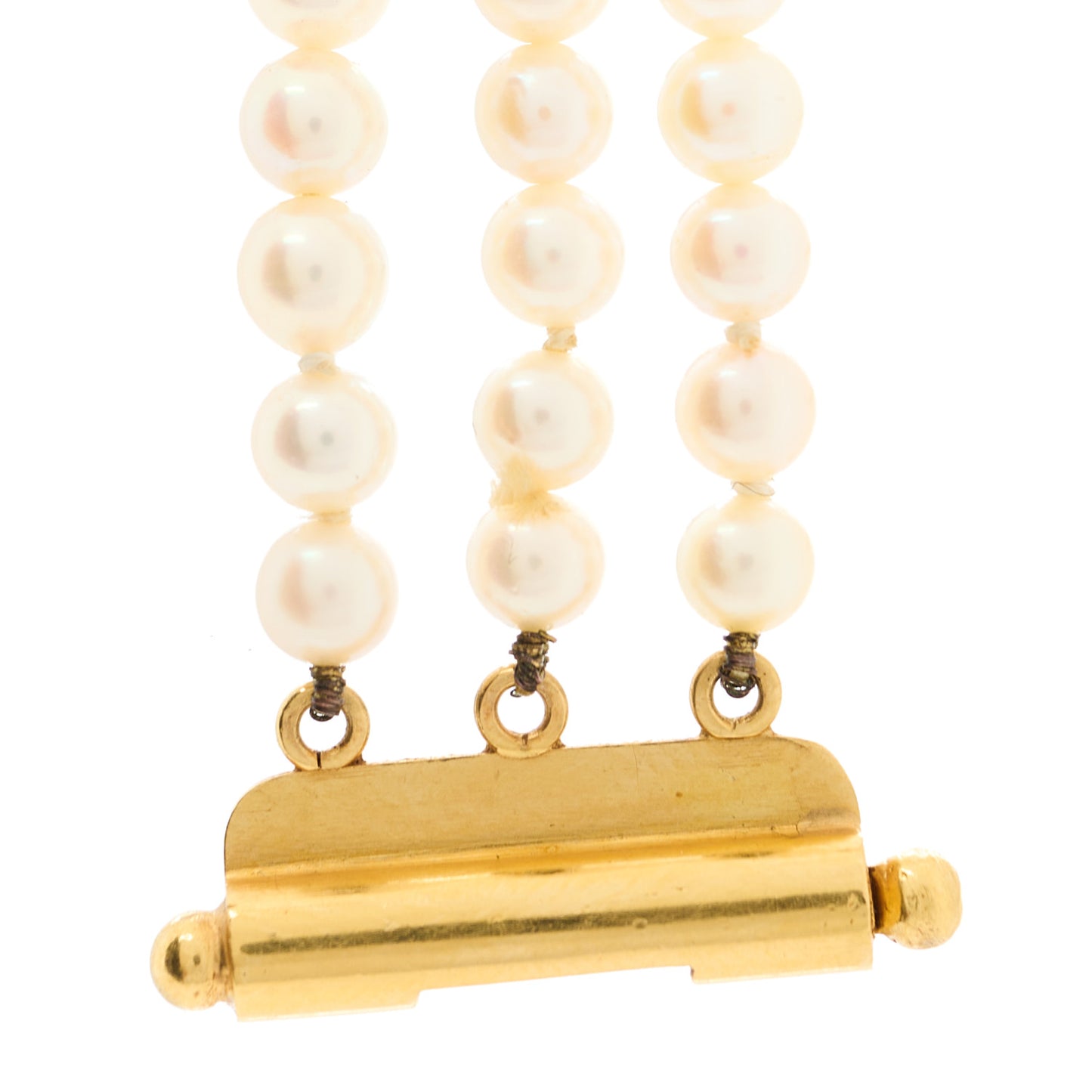 22K Yellow Gold Pearl Green Tourmaline 3 Strand Choker Necklace