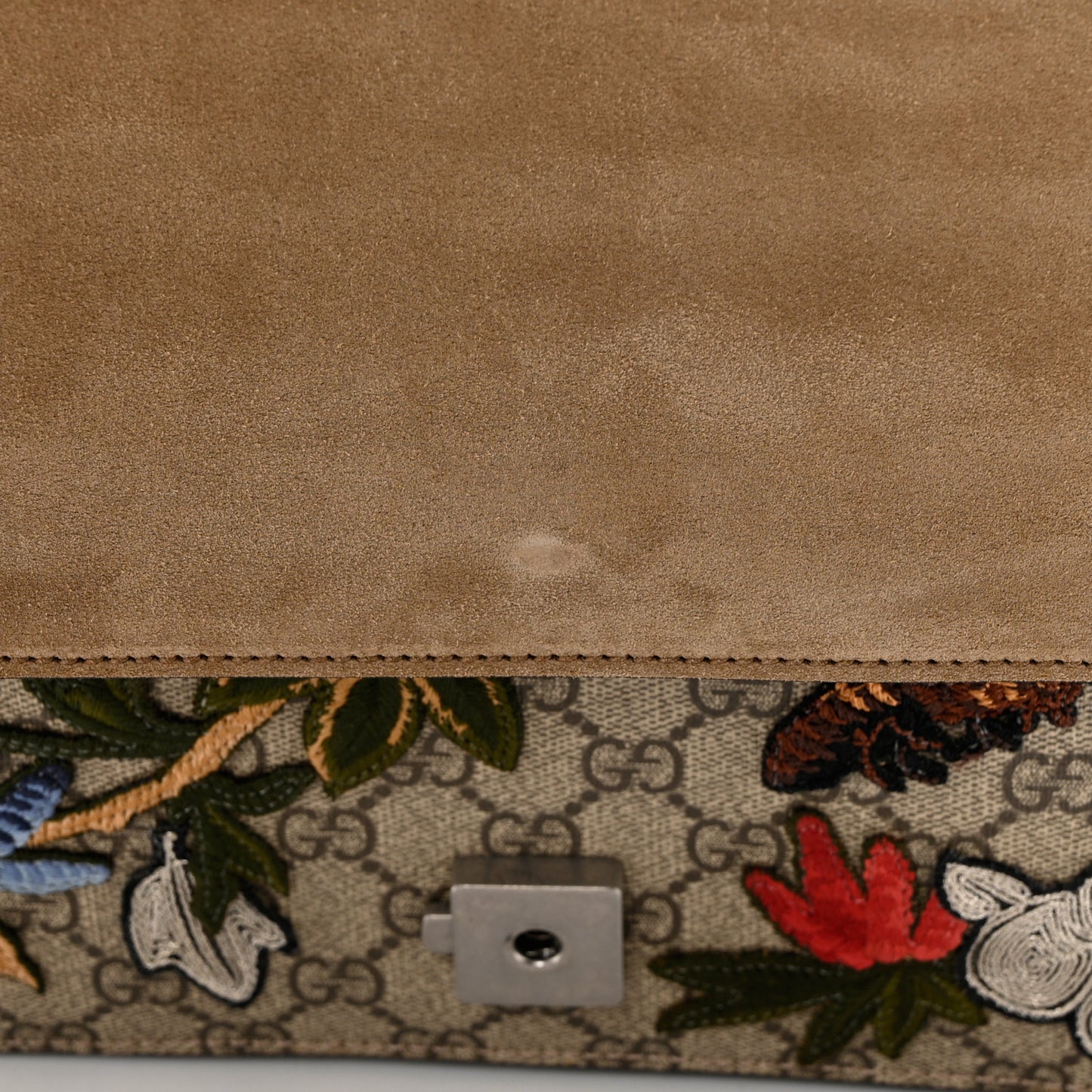GG Supreme Monogram Embroidered Medium Dionysus Shoulder Bag Taupe