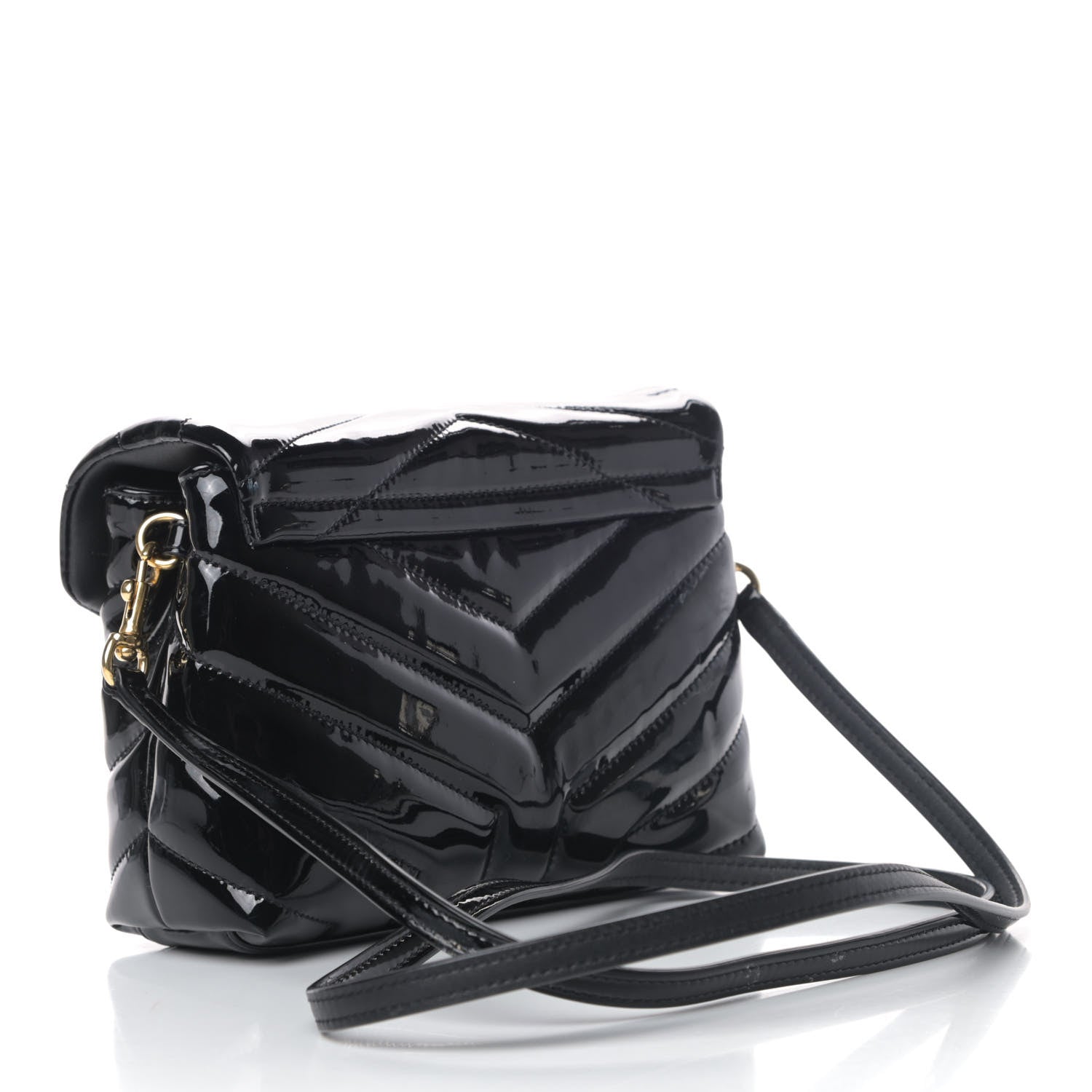 Saint Laurent Patent Y Quilted Monogram Toy Loulou Crossbody Bag Black 2 of 8