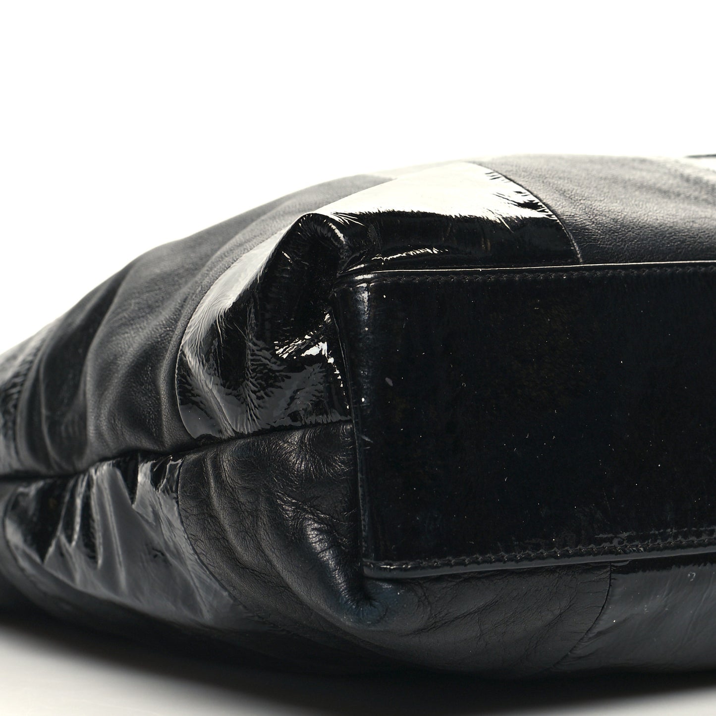 Lambskin Patent Calfskin Brooklyn Patchwork Extra Large Hobo Black