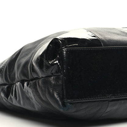 Chanel Lambskin Patent Calfskin Brooklyn Patchwork Extra Large Hobo Black 9 of 10