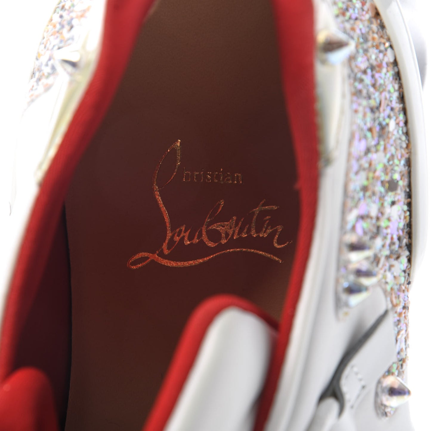 Calfskin Glitter Donna Red Runner Sneaker 37 White Multicolor
