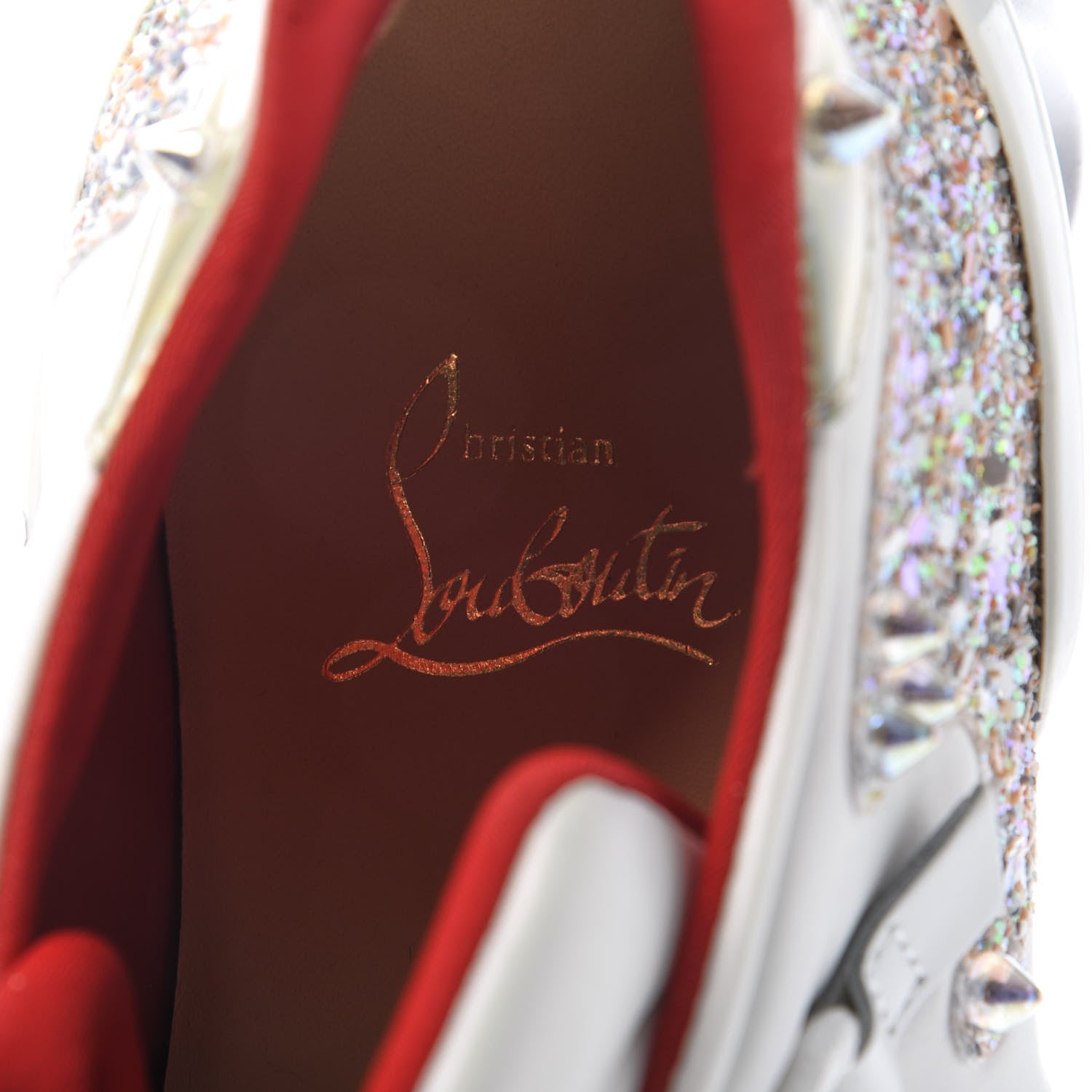 Christian Louboutin Calfskin Glitter Donna Red Runner Sneaker 37 White Multicolor 8 of 9