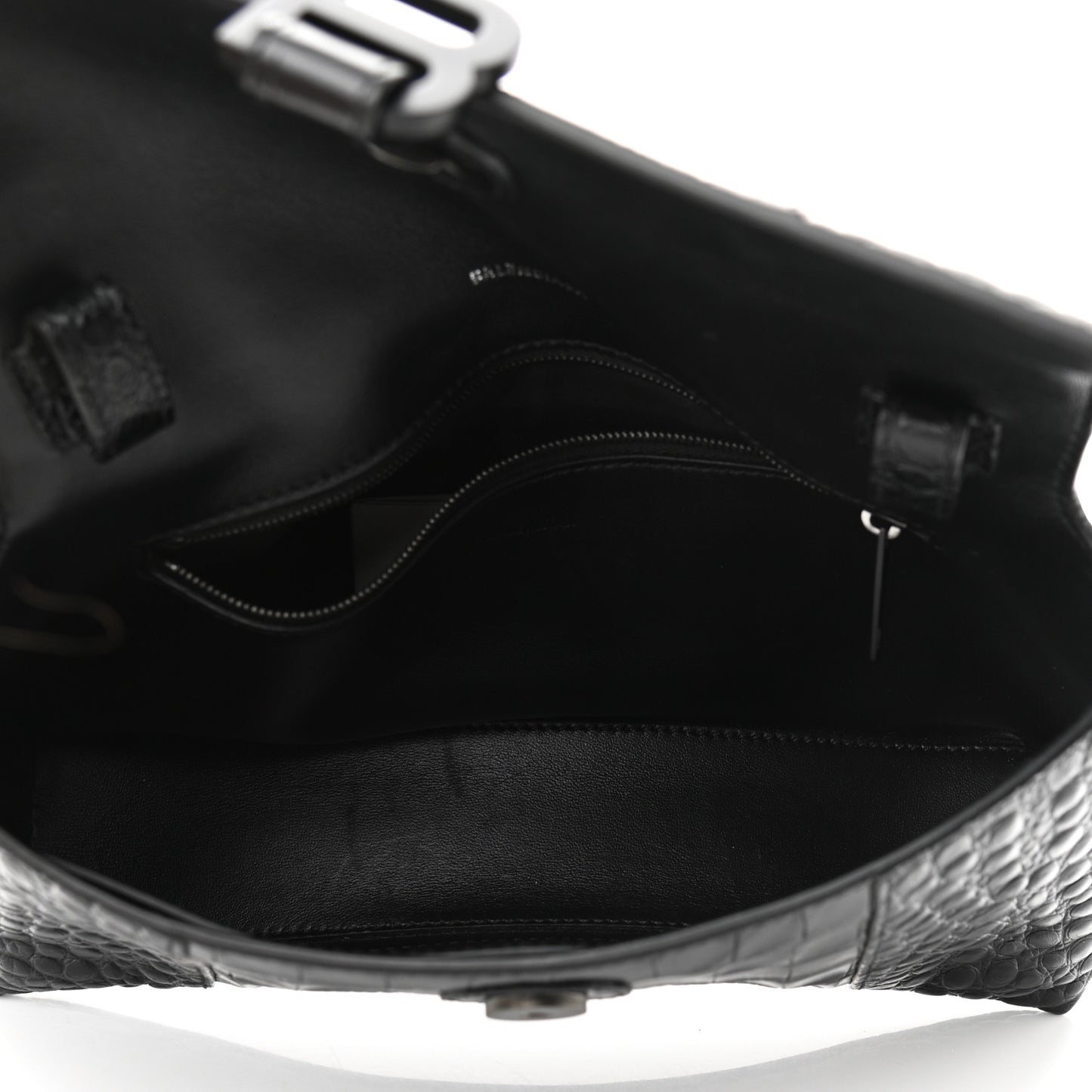 Extra Supple Calfskin Crocodile Embossed Monochrome XS Downtown Shoulder Bag Black