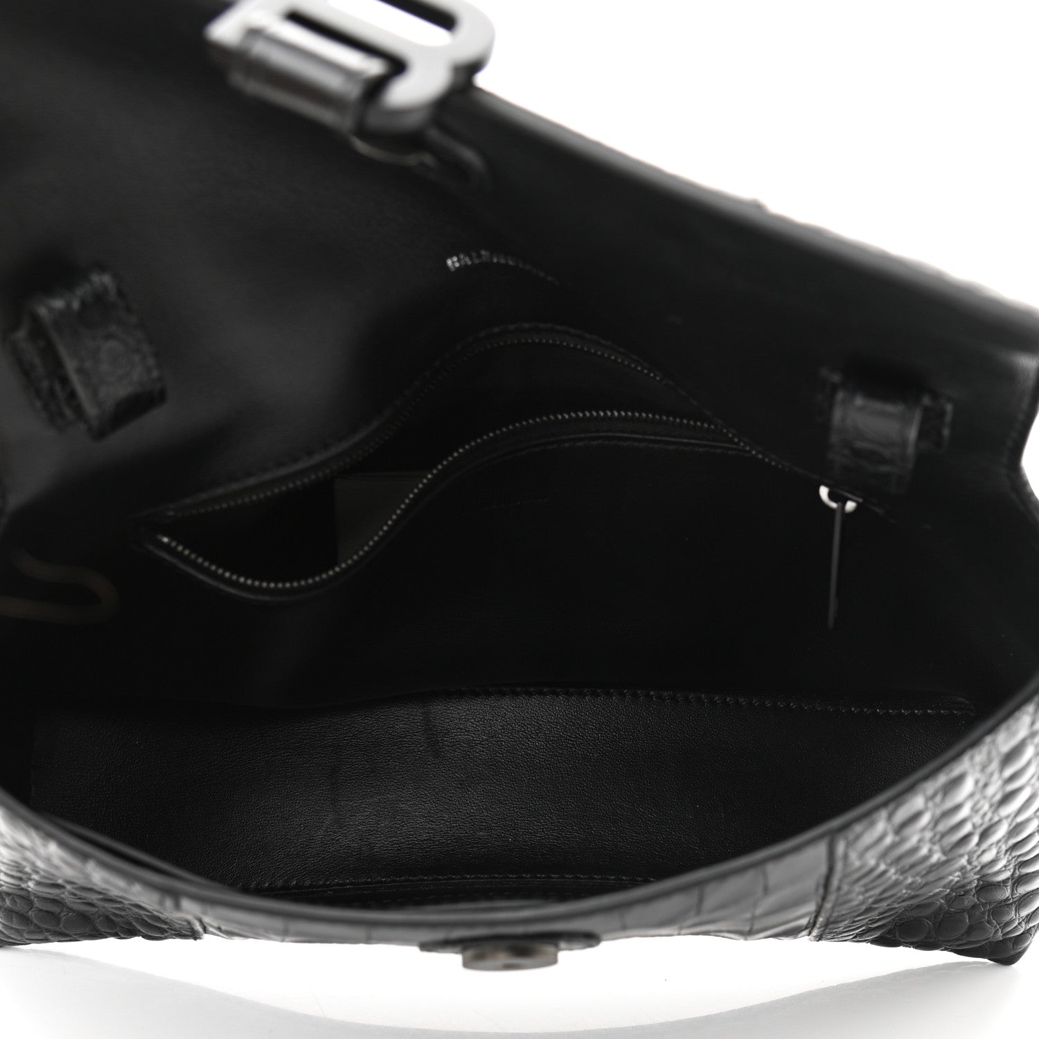 Balenciaga Extra Supple Calfskin Crocodile Embossed Monochrome XS Downtown Shoulder Bag Black 4 of 9