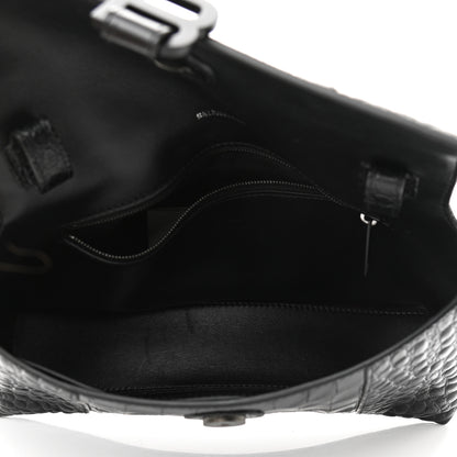 Balenciaga Extra Supple Calfskin Crocodile Embossed Monochrome XS Downtown Shoulder Bag Black 4 of 9