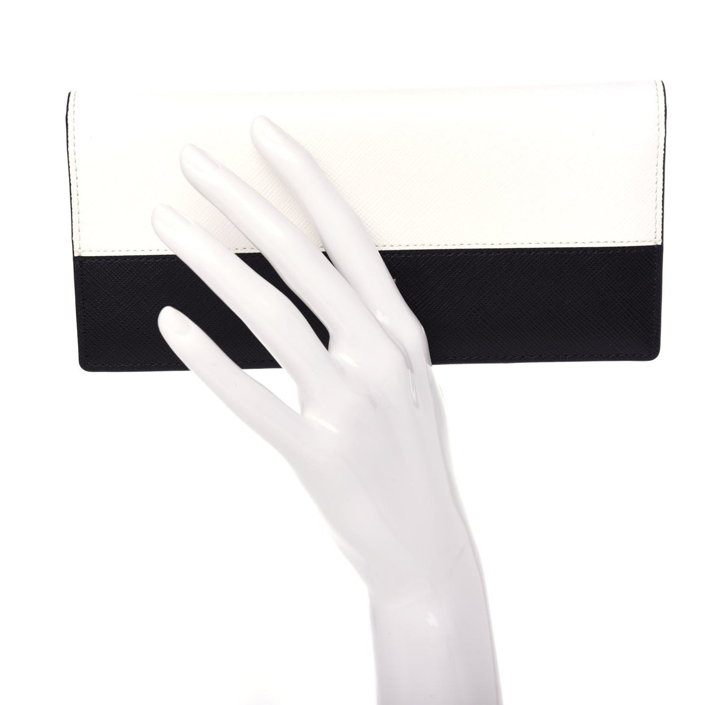 Grained Calfskin Wallet Black White
