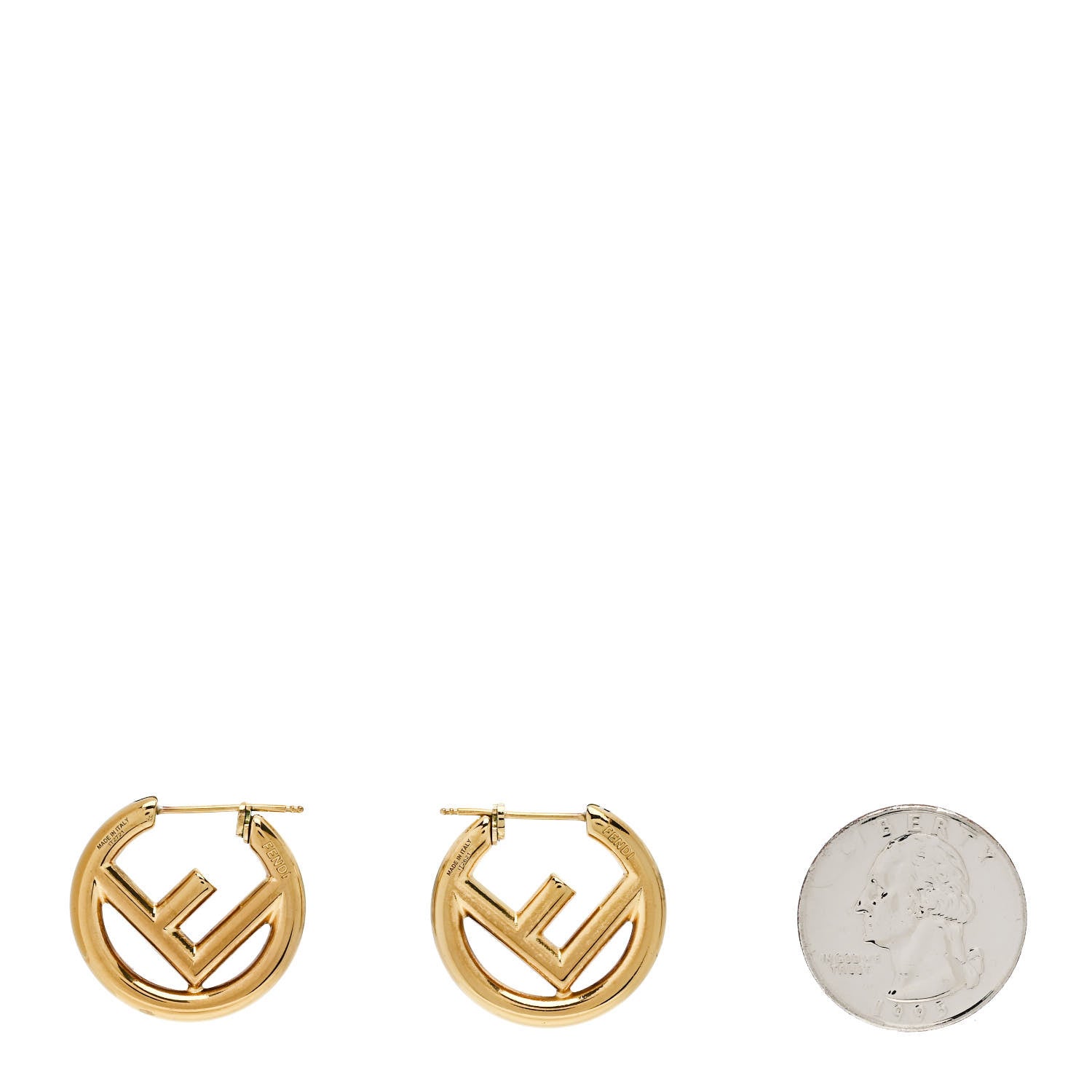 Fendi Metal FF Hoop Earrings Gold 2 of 4