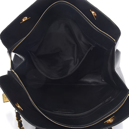 Chanel Calfskin Stitched XL Weekender Black 6 of 13