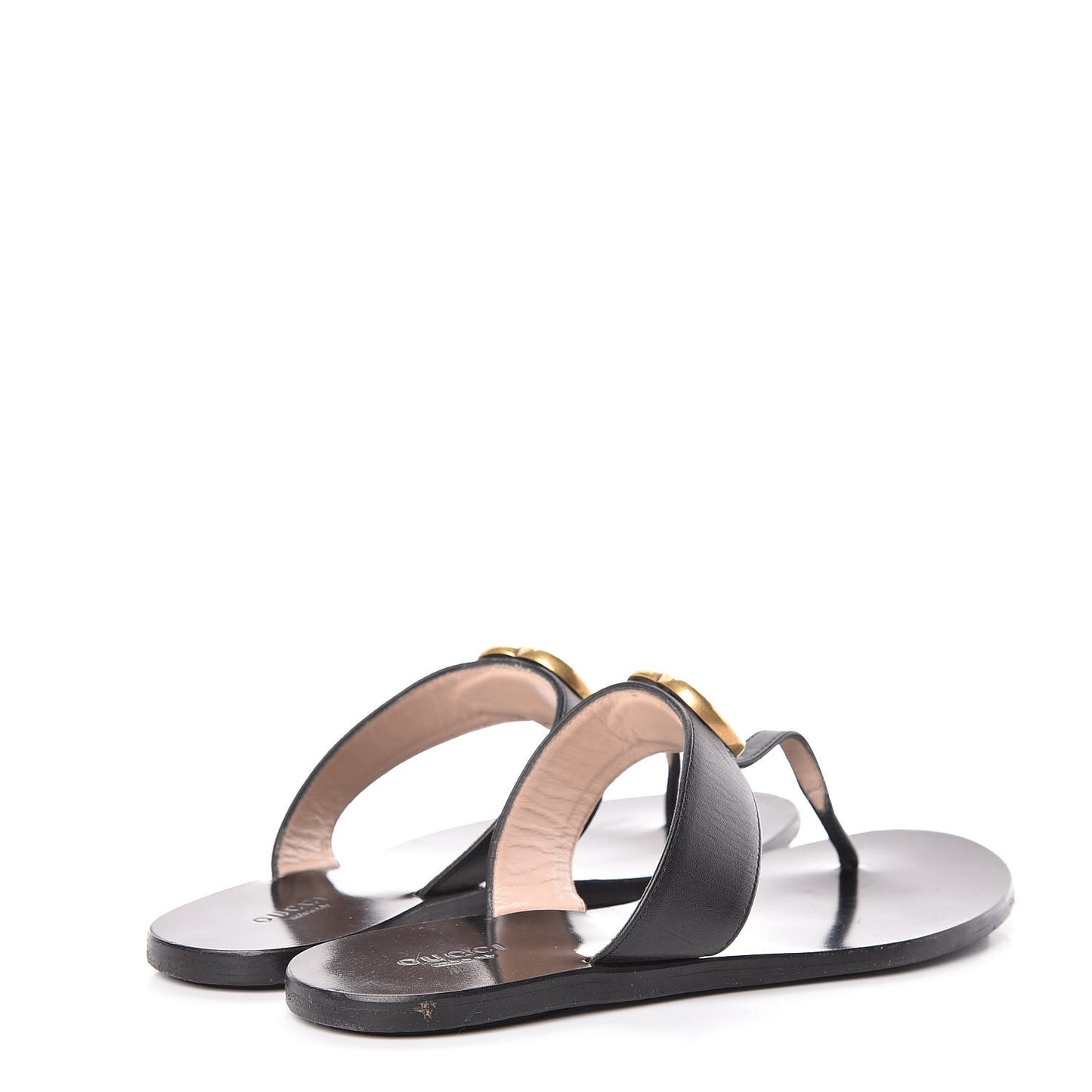 Calfskin GG Marmont Thong Sandals 36.5 Black