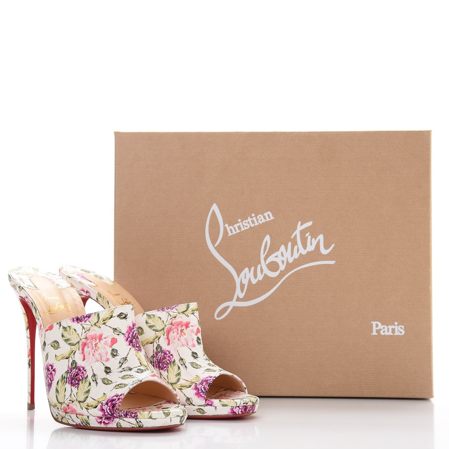 Christian Louboutin Watersnake Fiori Pigamule 120 Slide Sandals 40 Latte 9 of 9
