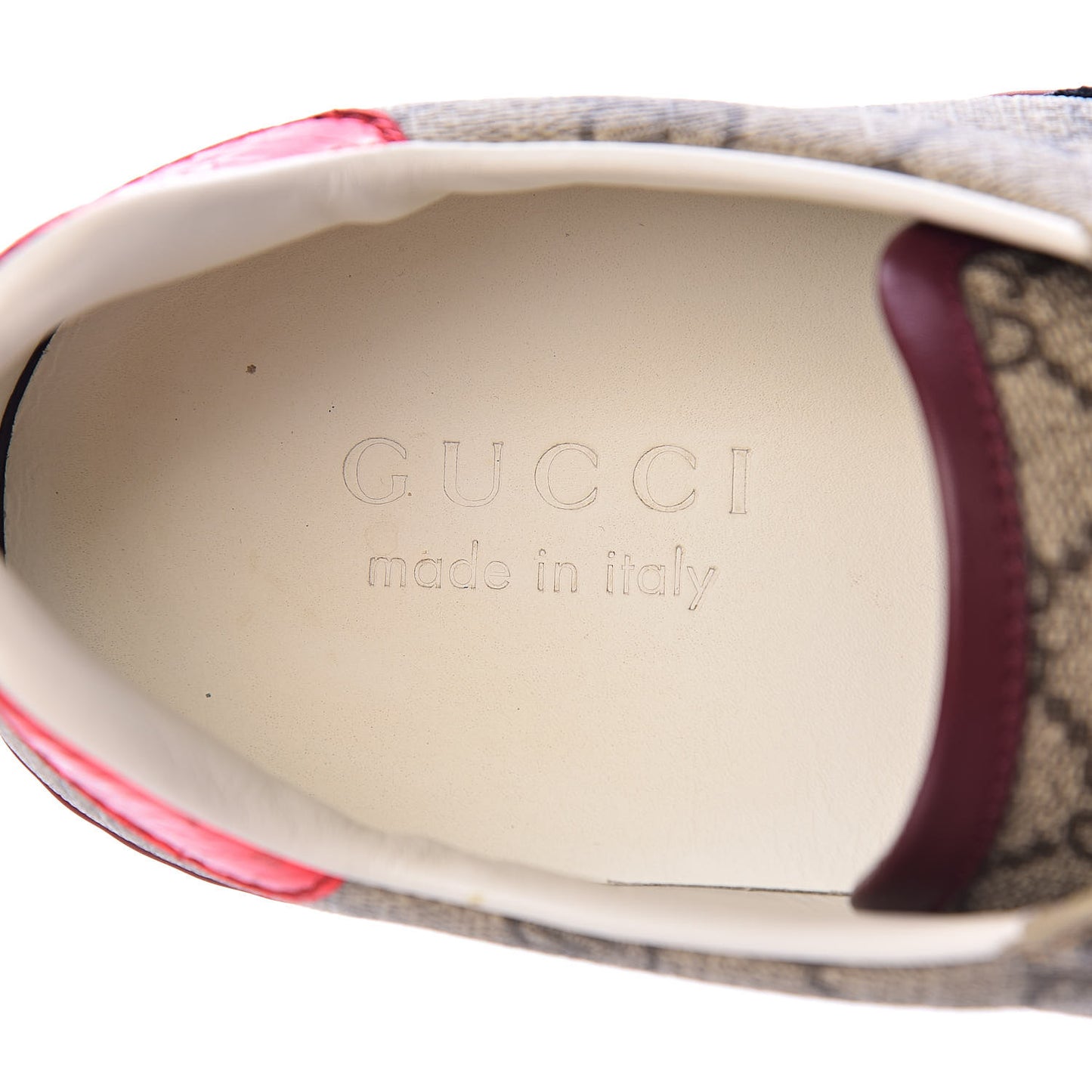 GG Supreme Monogram Ayers Mens New Ace Low-Top Sneaker 6.5 Beige Red