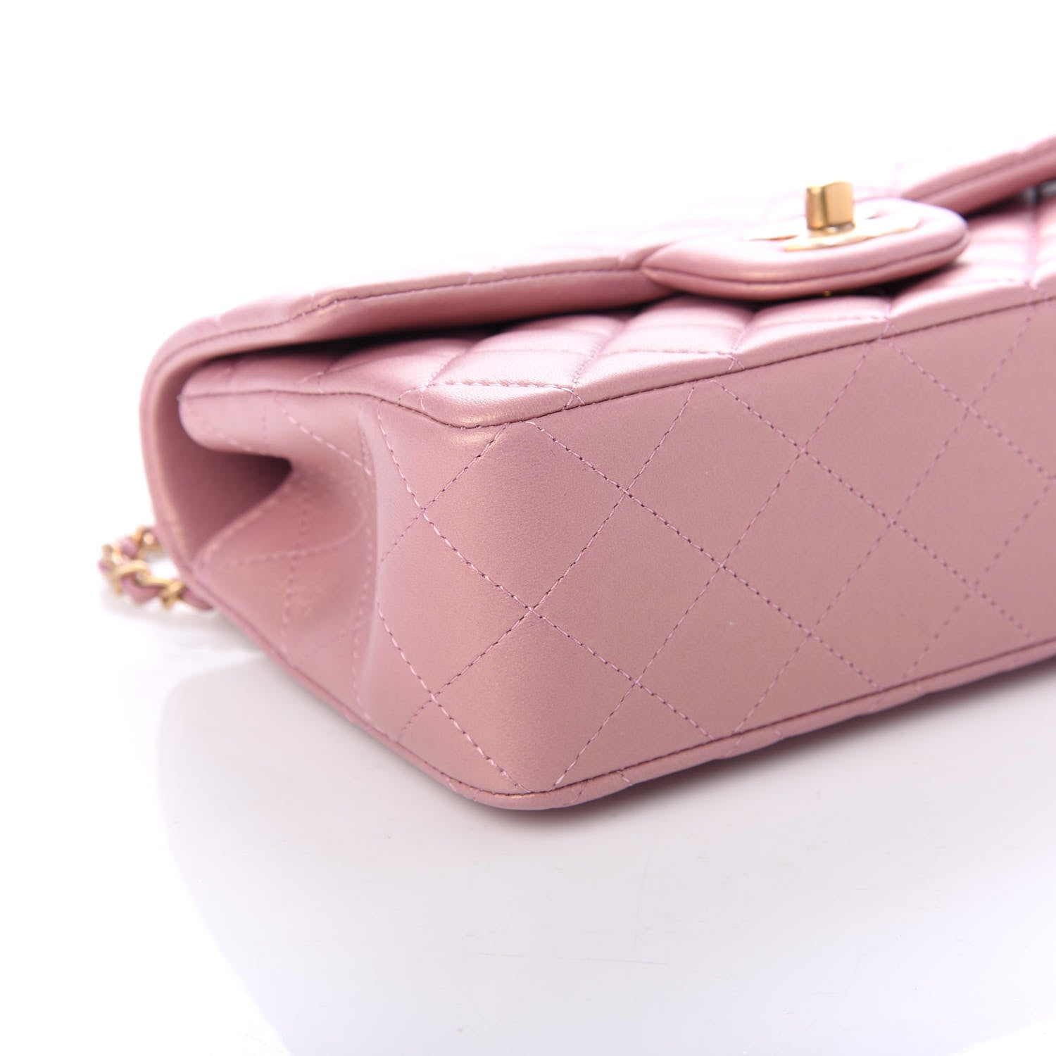 Chanel Iridescent Lambskin Quilted Mini Top Handle Rectangular Flap Pink 7 of 9