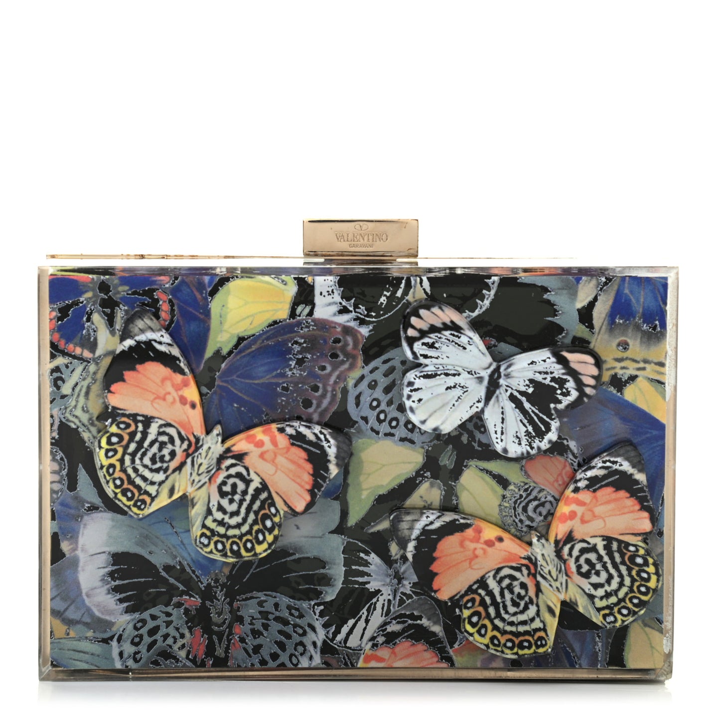 Plexiglass Camubutterfly Minaudiere Bag Multicolor
