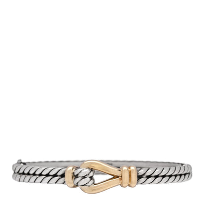 David Yurman Sterling Silver 18K Yellow Gold 11mm Thoroughbred Loop Bracelet 1 of 4