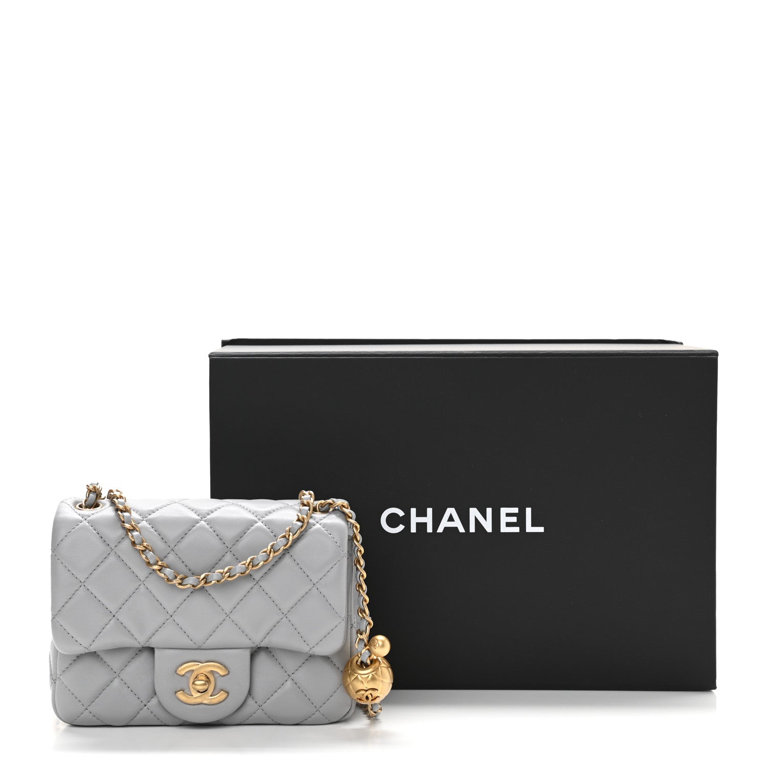 Chanel Lambskin Quilted Mini Pearl Crush Flap Light Grey 11 of 11