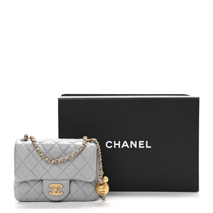 Chanel Lambskin Quilted Mini Pearl Crush Flap Light Grey 11 of 11