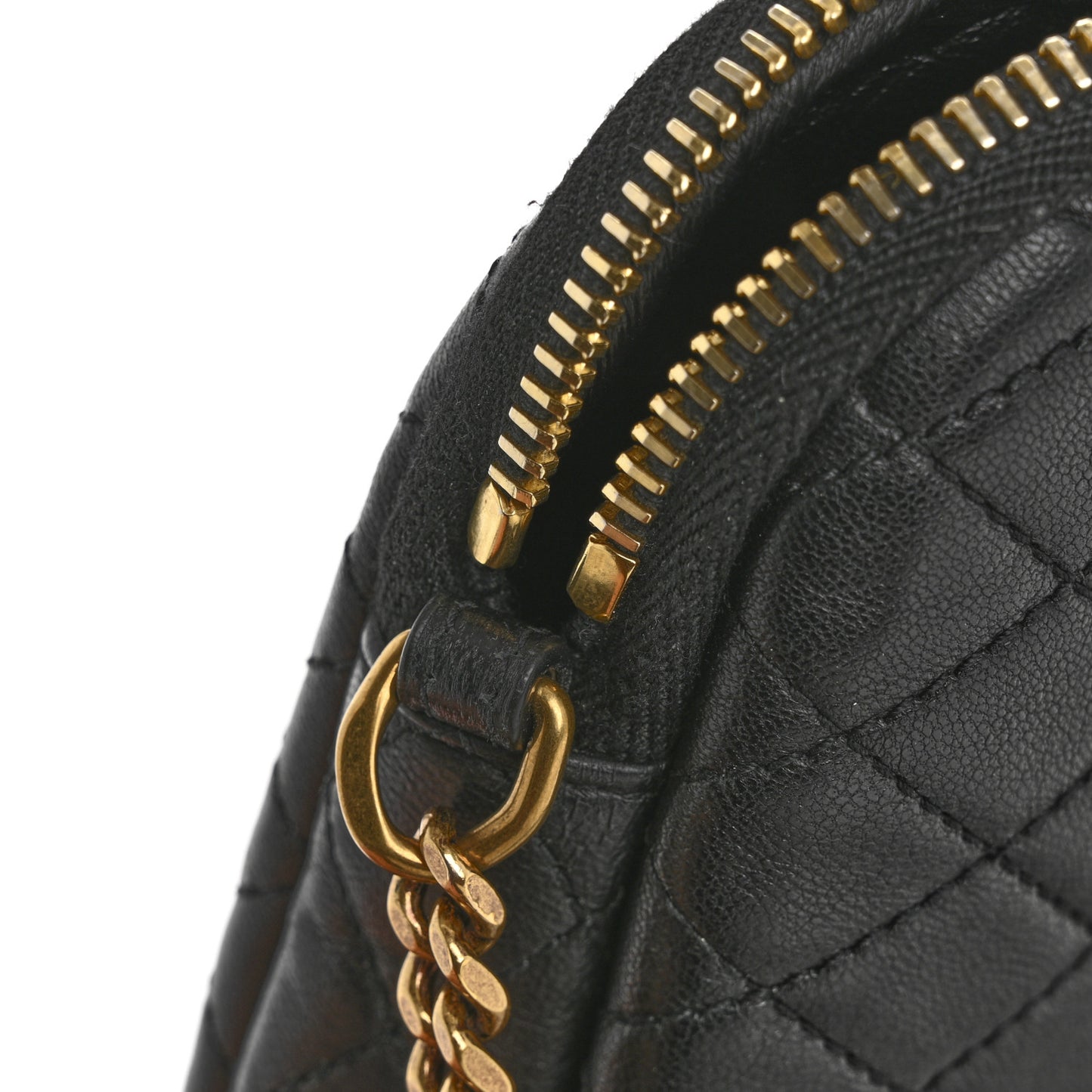Lambskin Quilted Gaby Zipped Pouch Black