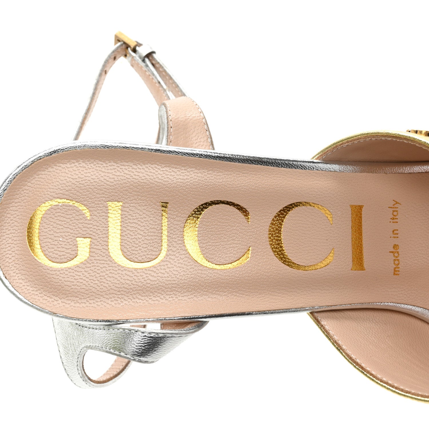 Gucci Metallic Nappa Double G 40/135mm Platform Sandals 39 Gold Silver 7 of 12