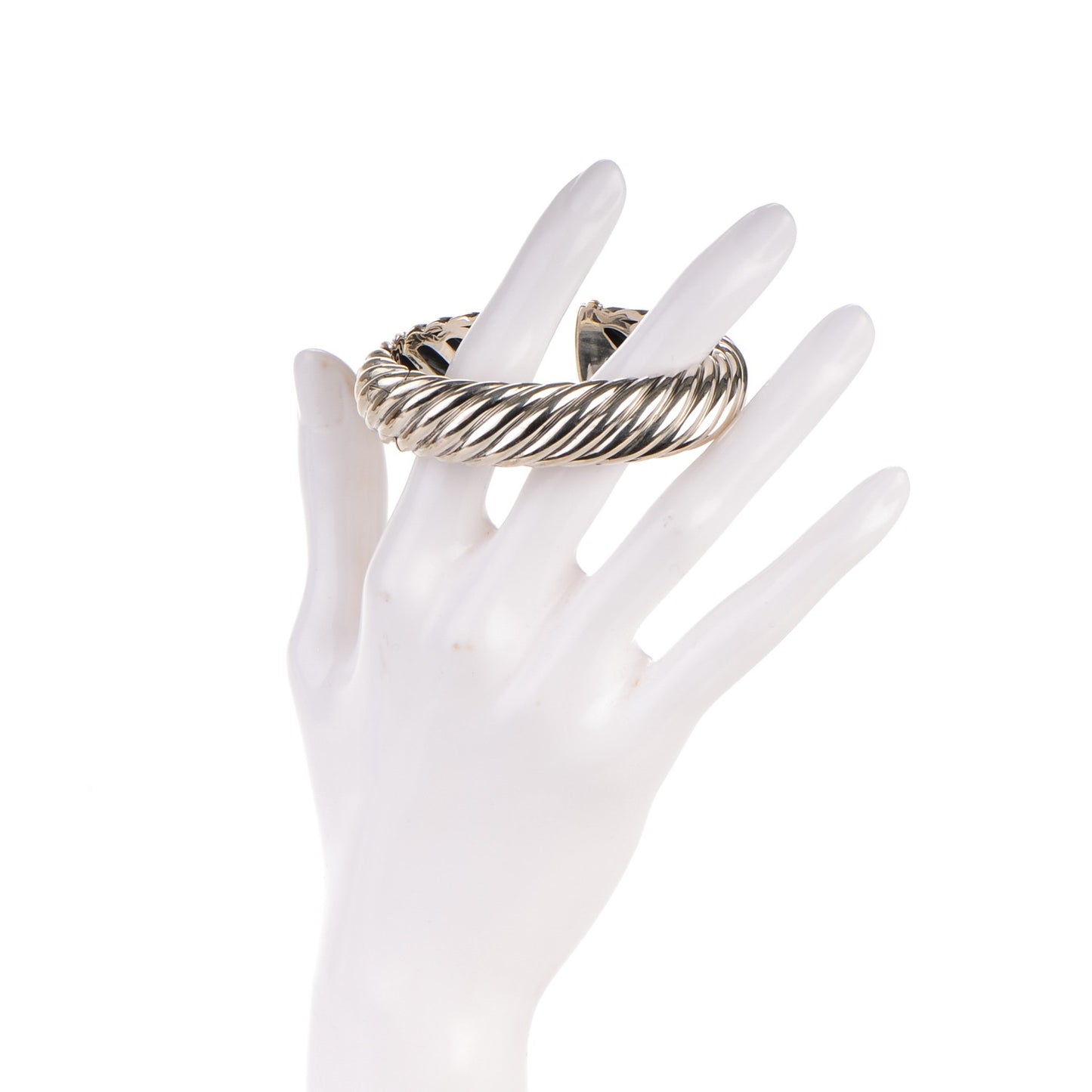 Sterling Silver 18K Yellow Gold 15mm Sculpted Cable Cuff