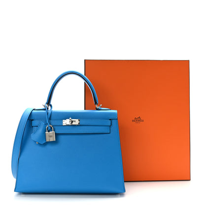 Hermes Epsom Kelly Sellier 25 Bleu Frida 12 of 12