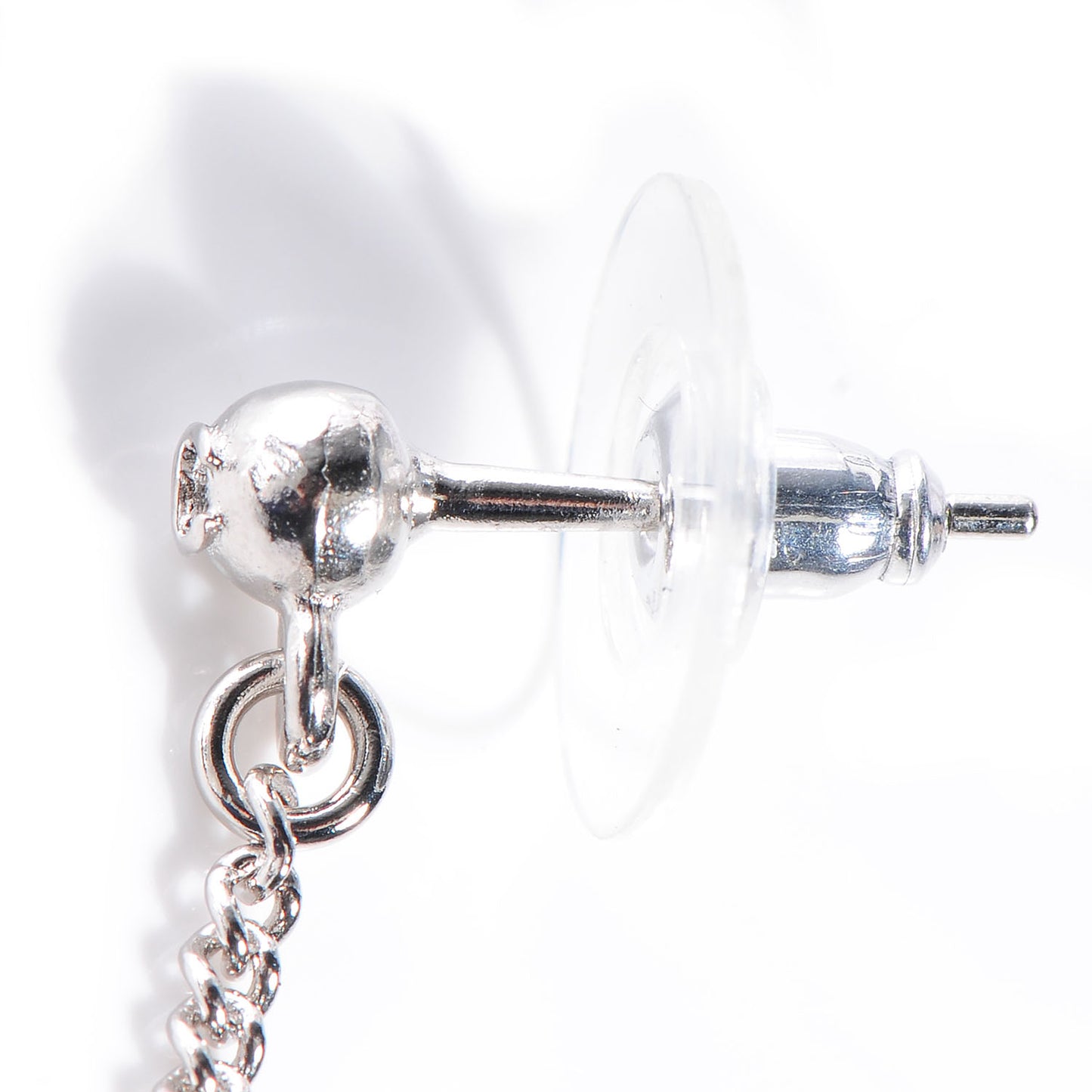 Baguette Crystal CC Drop Earrings Silver