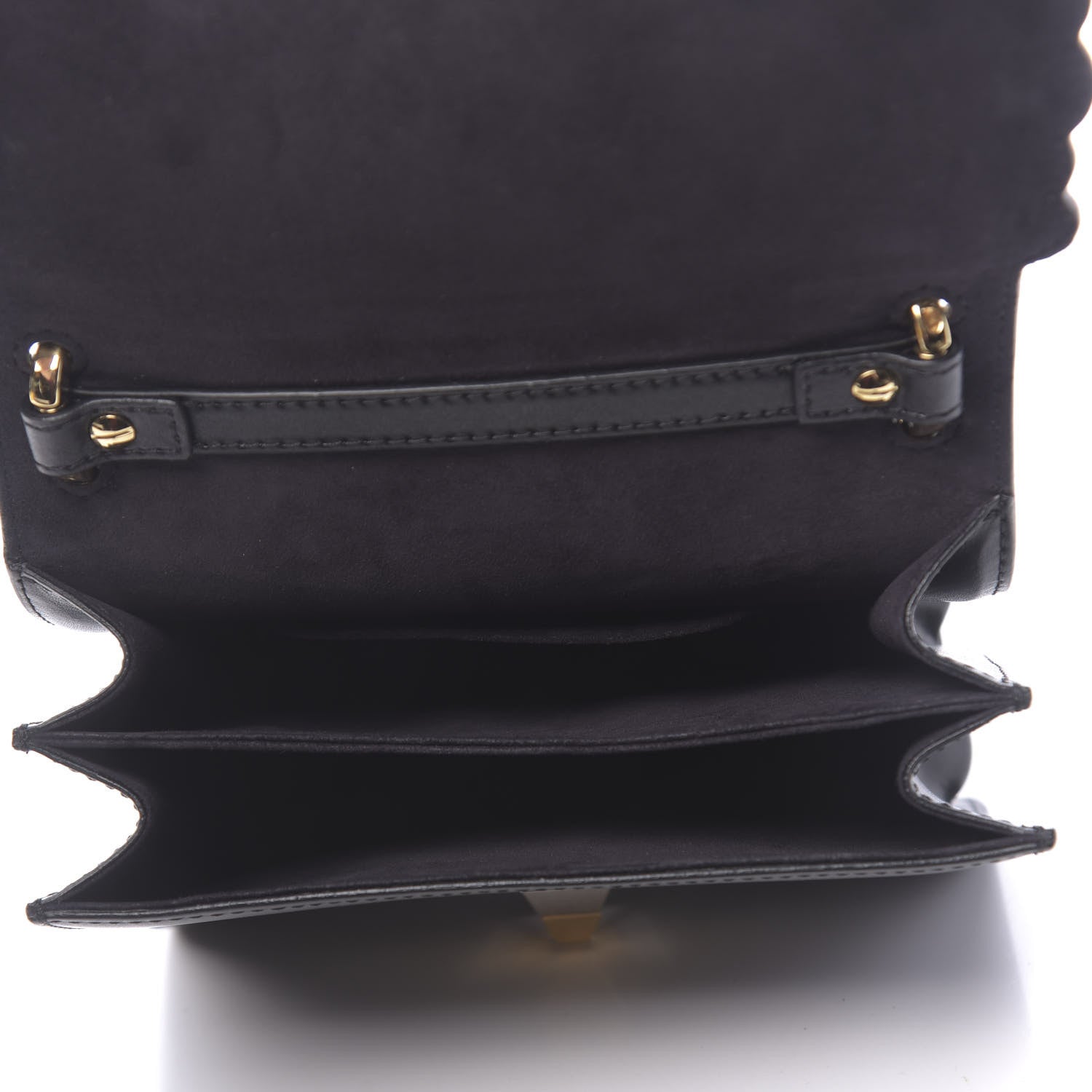 Fendi Vitello Liberty Metal Scalloped Multi Studded Small Kan I Shoulder Bag Black 5 of 11