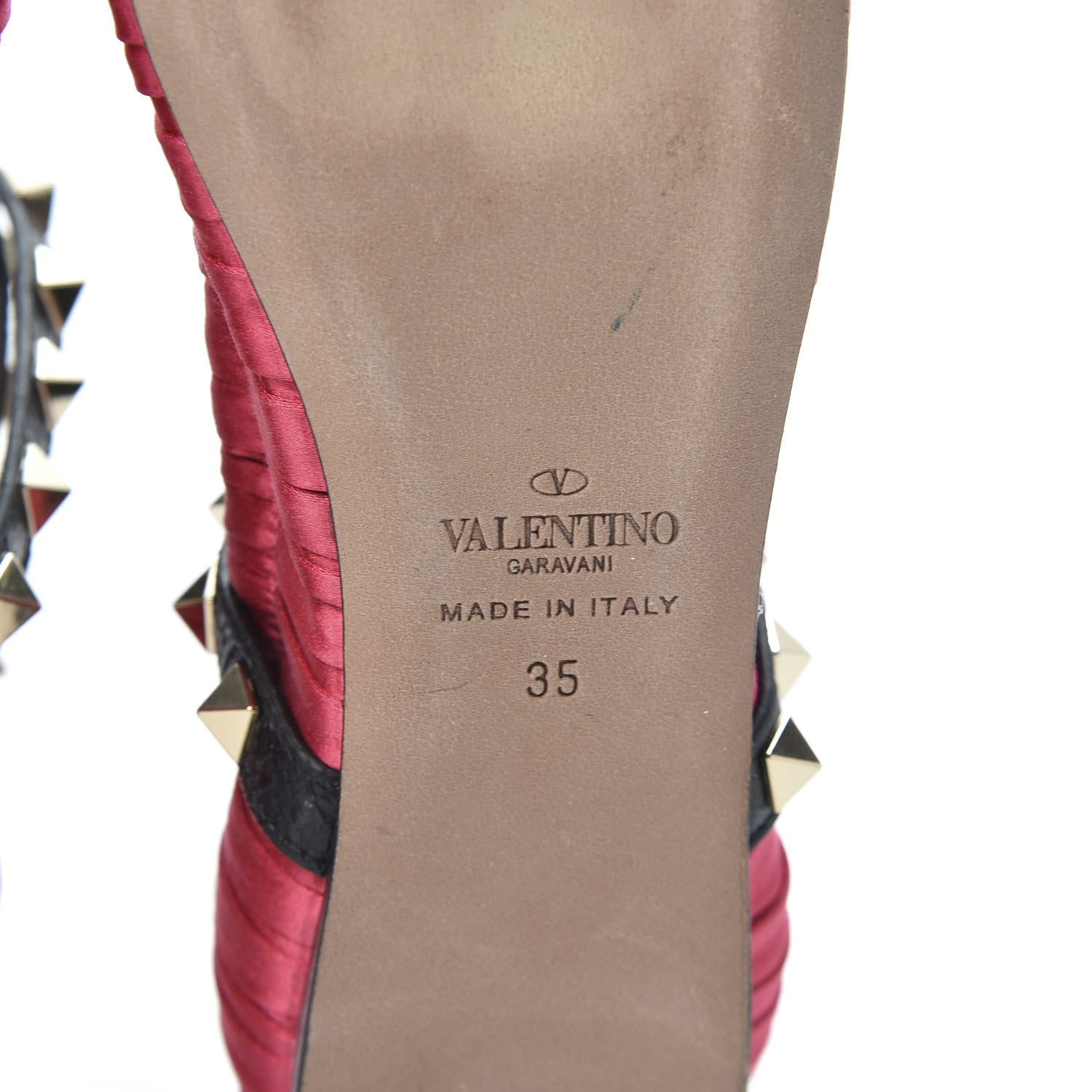 Valentino Garavani Satin Rockstud Ankle Strap Ballet Flats 35 Fuchsia 8 of 13