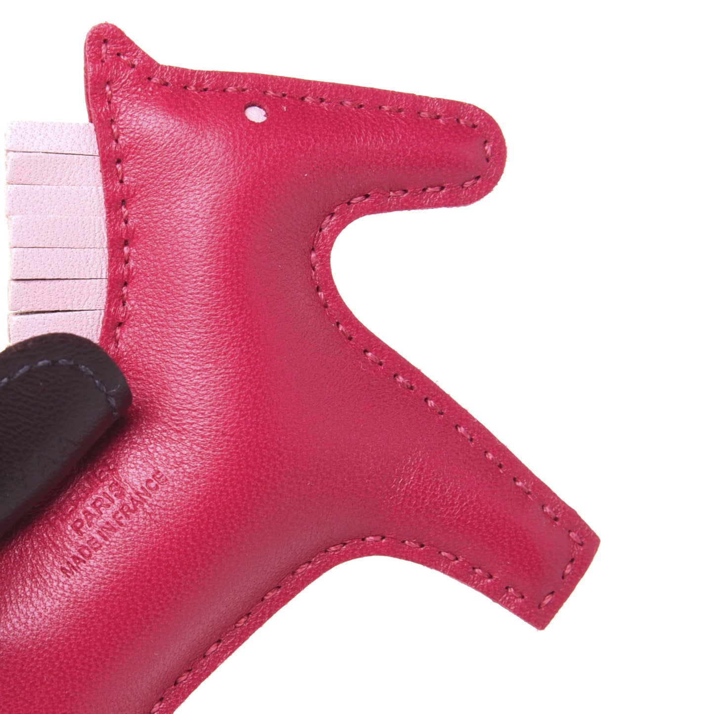 Milo Lambskin Grigri Rodeo Horse Bag Charm PM Rose Sakura Framboise Rouge Sellier