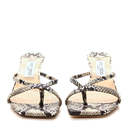 Jimmy Choo Calfskin Snake Print Maelie 70 Sandals 39.5 Natural 2 of 7