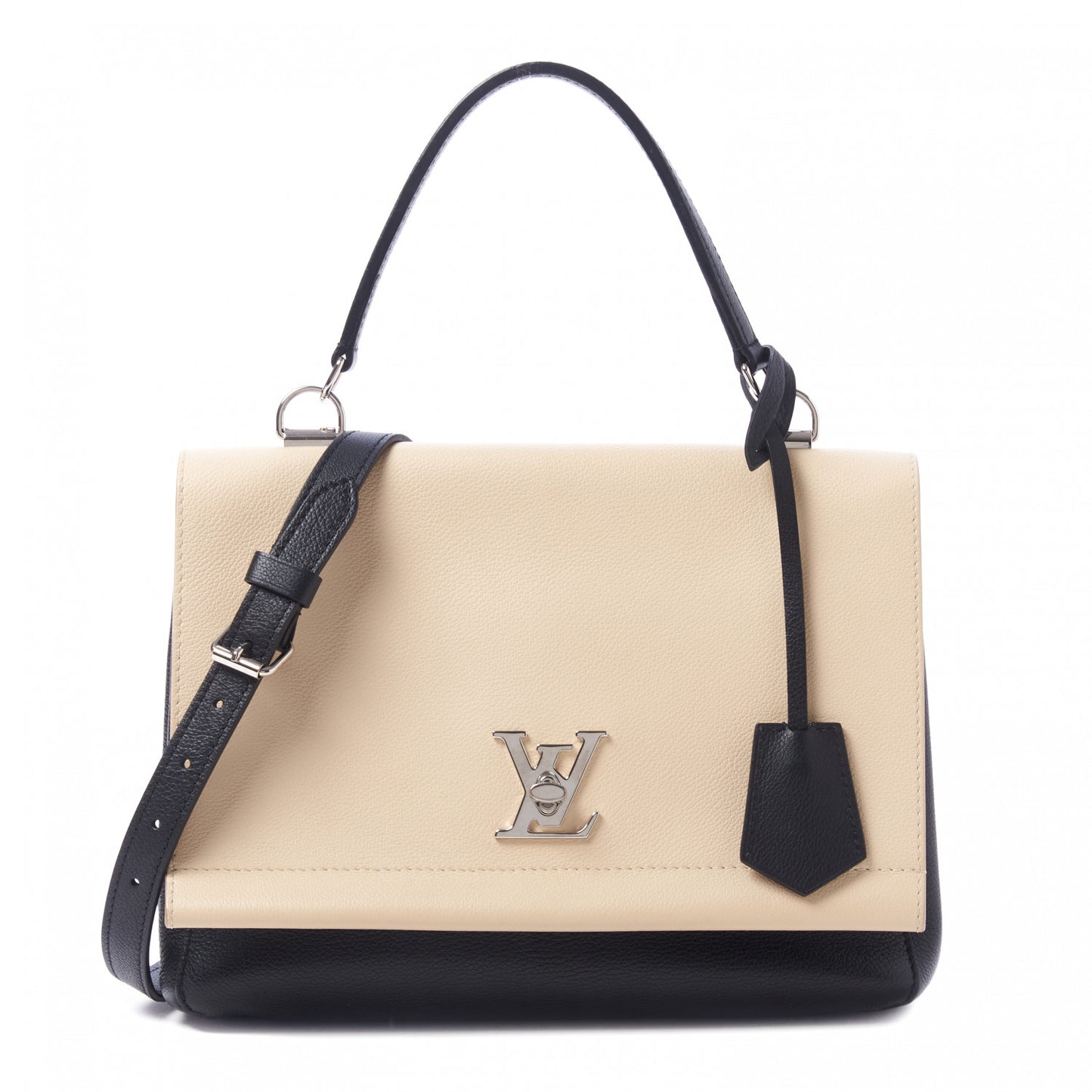 Soft Calfskin Lockme II Top Handle Vanille Black