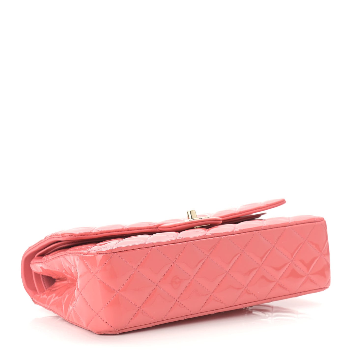 Patent Quilted Medium Double Flap Pink