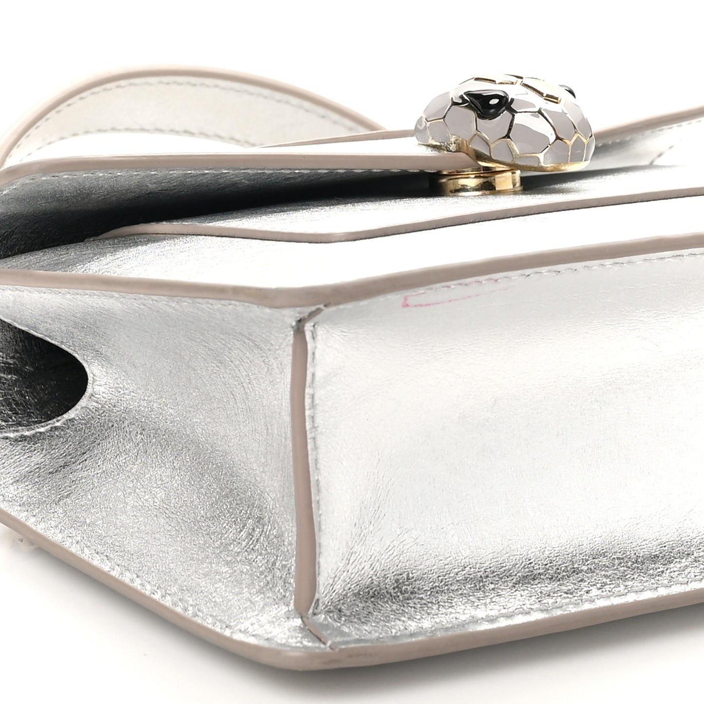 Metallic Calfskin Mini Serpenti Forever Top Handle Silver