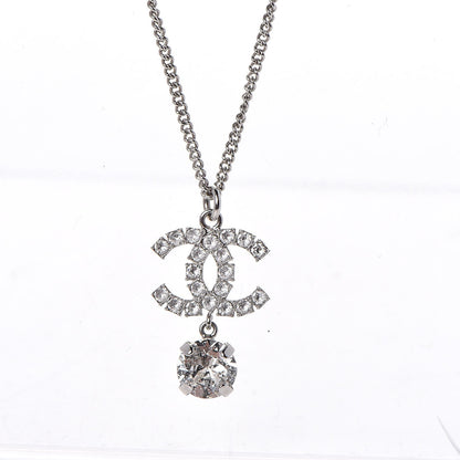 Chanel Crystal CC Drop Necklace Silver 4 of 6