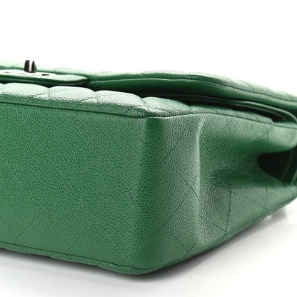 Chanel Caviar Quilted Jumbo Double Flap Green 9 of 9