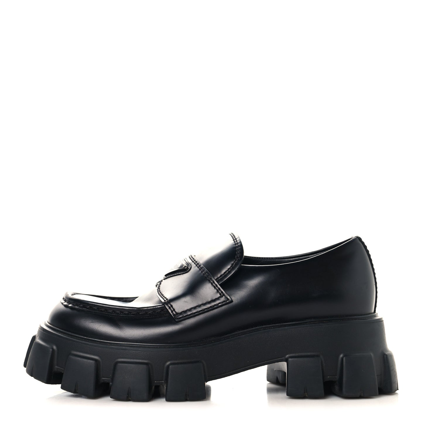 Spazzolato Rois Metal Triangle Logo Mens Monolith 60mm Loafers 6 Black