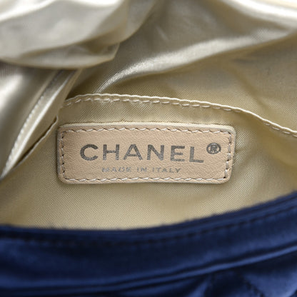 Chanel Satin Quilted Half Moon Clutch Blue 6 of 7
