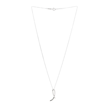Tiffany Sterling Silver Elsa Peretti Letter L Pendant Necklace 2 of 6