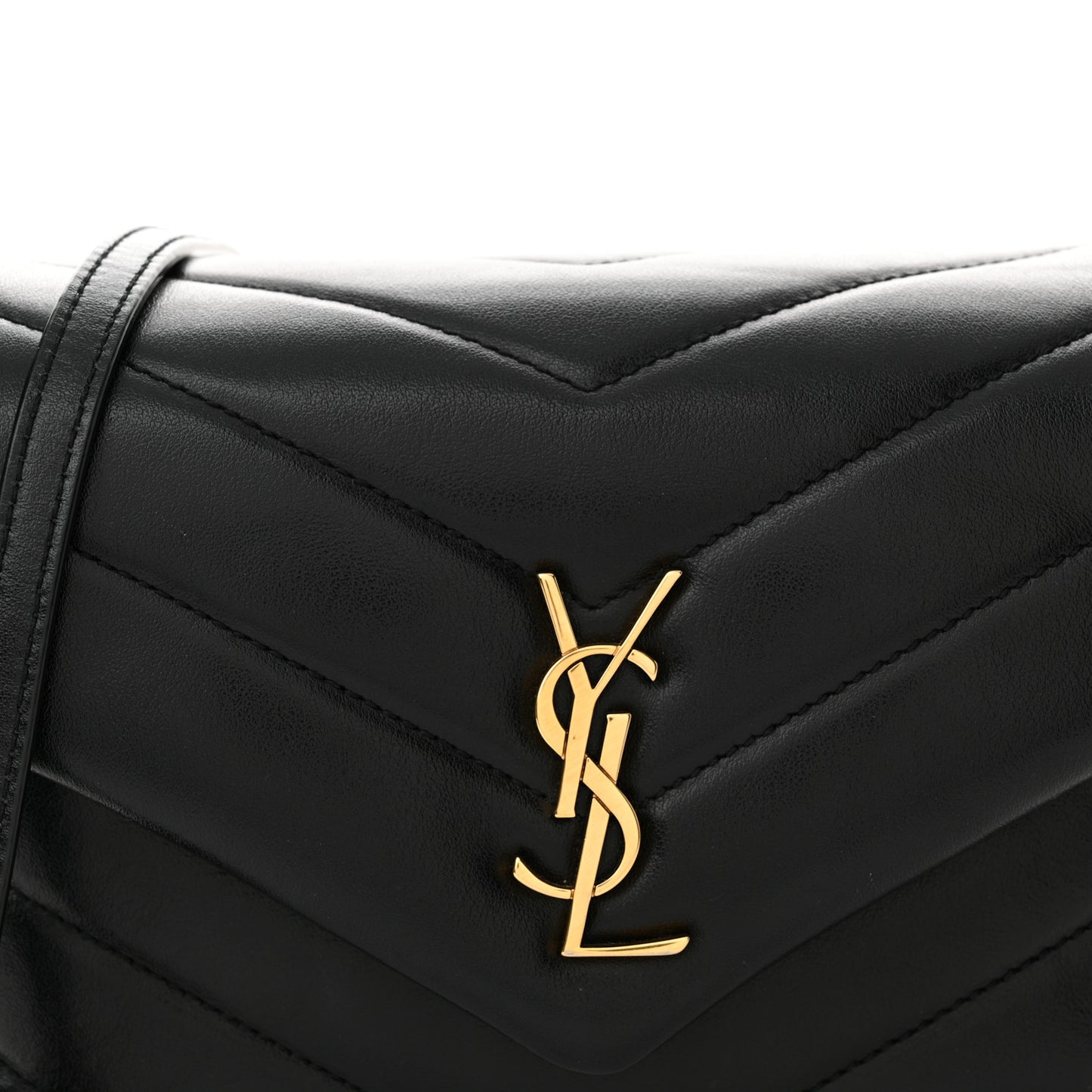 Calfskin Y Quilted Monogram Toy Loulou Crossbody Bag Black