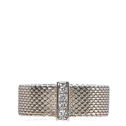 Tiffany Sterling Silver Diamond Somerset Mesh Ring 51 5.75 1 of 5