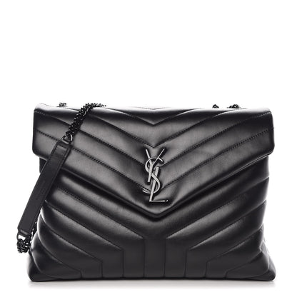 Saint Laurent Calfskin Y Quilted Monogram Medium Loulou Chain Satchel Black 1 of 10