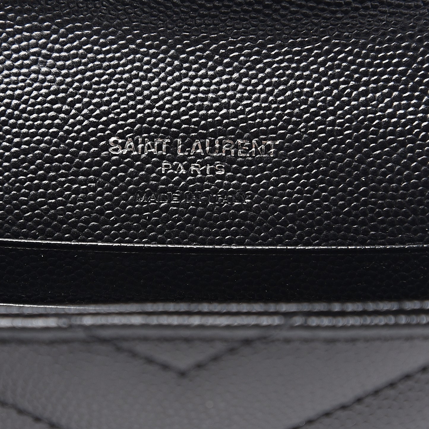 Grain De Poudre Matelasse Chevron Small Monogram Envelope Wallet Black