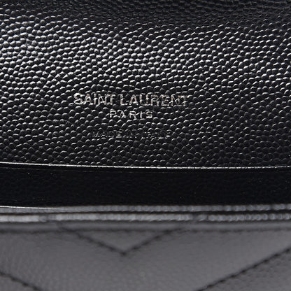 Saint Laurent Grain De Poudre Matelasse Chevron Small Monogram Envelope Wallet Black 5 of 5
