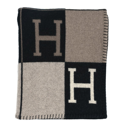 Hermes Wool Cashmere Avalon III Blanket Ecru Black 1 of 3