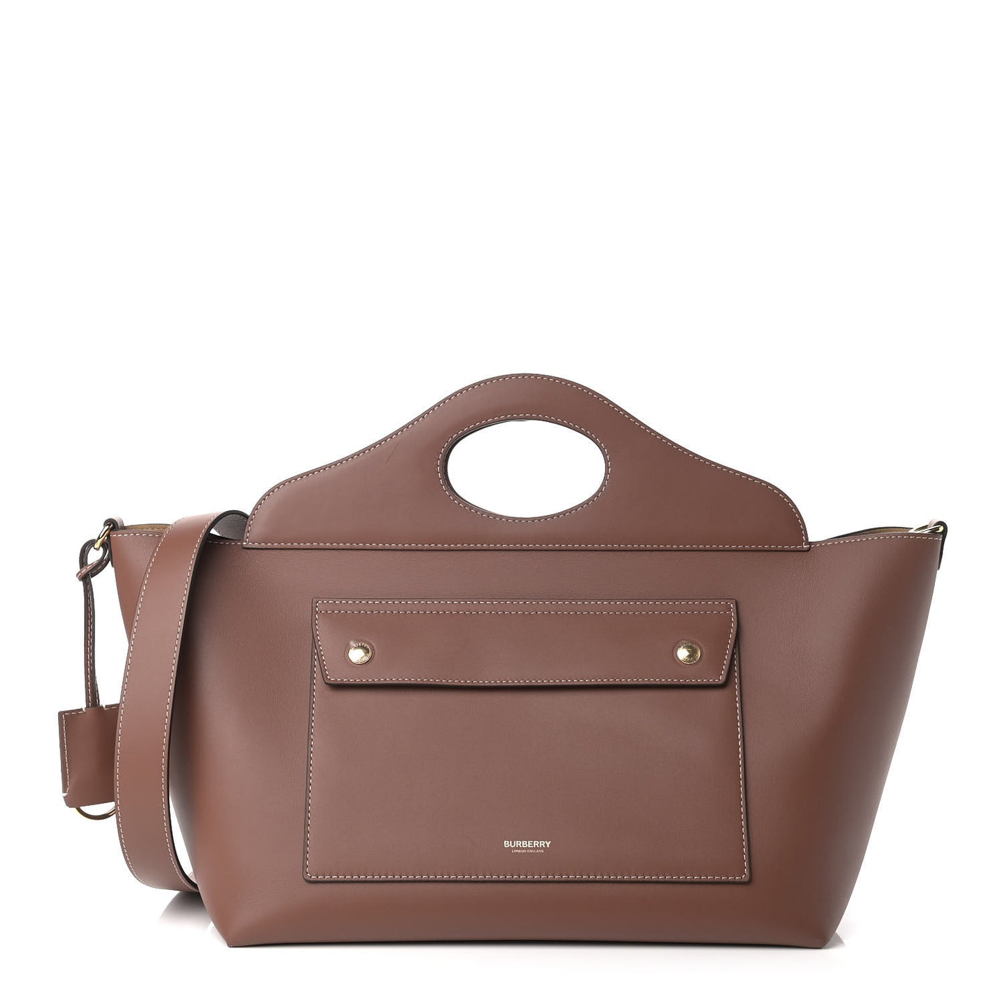 Soft Calfskin Small Pocket Tote Bag Tan