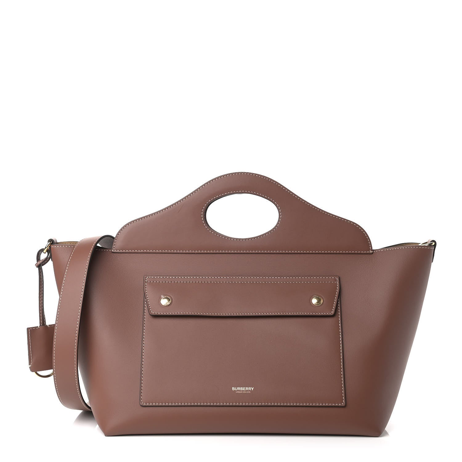 Burberry Soft Calfskin Small Pocket Tote Bag Tan 1 of 10